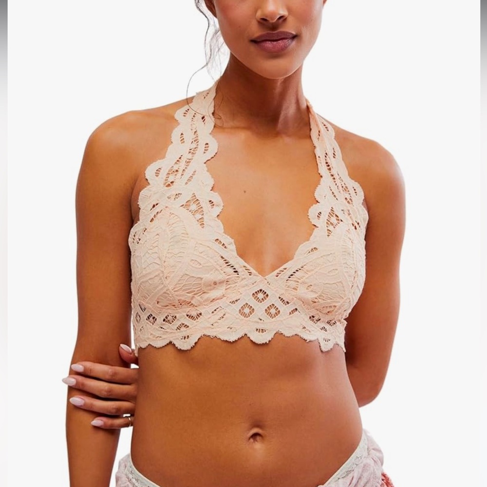 NWT Free People Womens Adella Crochet Lace Halter Bralette